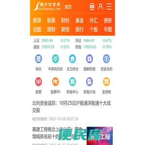 南方财富网:今日股票行情,天天基金净值